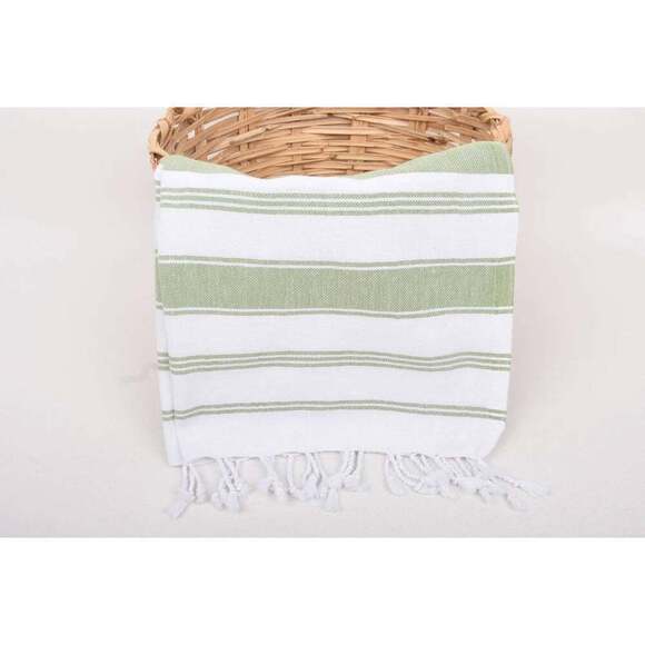 Green Stripe Turkish Towel - Picture 2 of 4